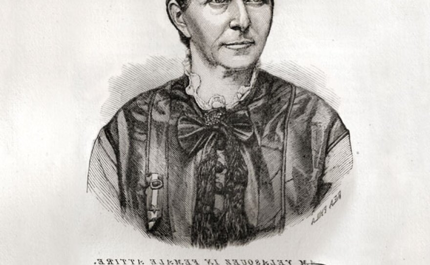 Drawing by REA, of Loreta Velazquez, around 1876. From "The Woman In Battle," by Loreta Janeta Velazquez, sold by subscription, Hartford, T. Belknap, 1876. REA was John Rea Neill, from Philadelphia, Penn, known for his work illustrating the Land of Oz series, and "Little Black Sambo."