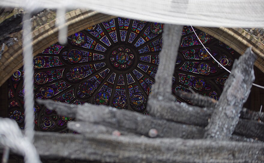 Rose Window damaged timbers.