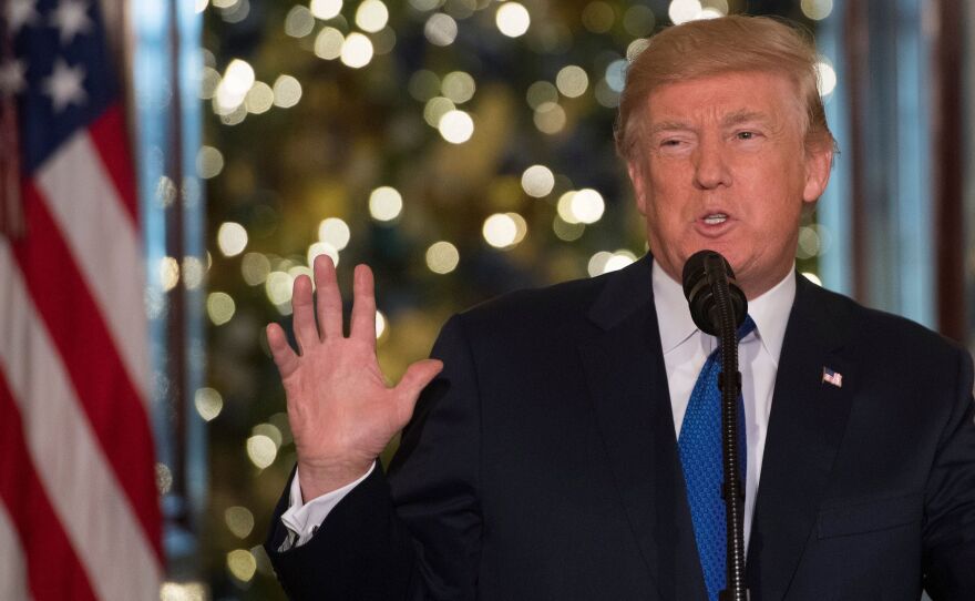 President Trump speaks about proposed tax overhaul on Wednesday.