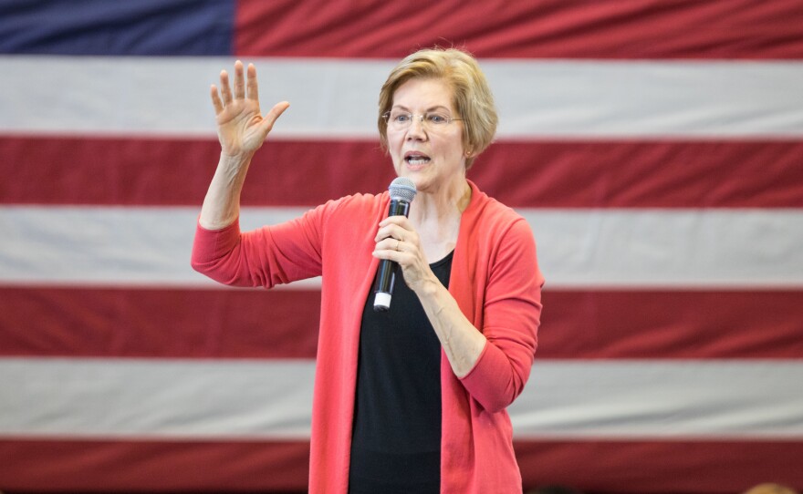 Sen. Elizabeth Warren, D-Mass., speaks during a New Hampshire organizing event for her 2020 presidential exploratory committee at Manchester Community College on January 12, 2019, in Manchester, N.H.