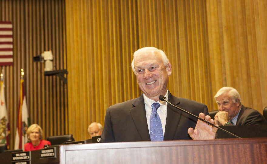 District 4 County Supervisor Ron Roberts is shown talking to an audience at the County Administration building on Jan. 5, 2015.