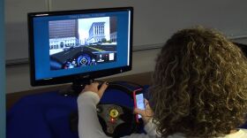 This driving simulation is part of the one-hour training classes offered by UC San Diego and the CHP helps point out the risks of texting while driving.