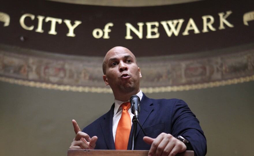 Newark, N.J., Mayor Corey Booker speaks last year at a ceremony at City Hall.