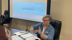 Pam Whitehead, executive director of the anti-abortion ProLove Ministries, leads a workshop for staff at a crisis pregnancy center in Texas, weeks after <em>Roe v. Wade</em> was overturned.