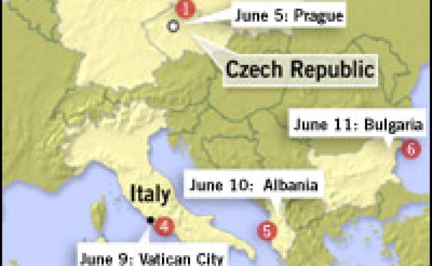 President Bush plans stops at several nations while on his trip through Europe.