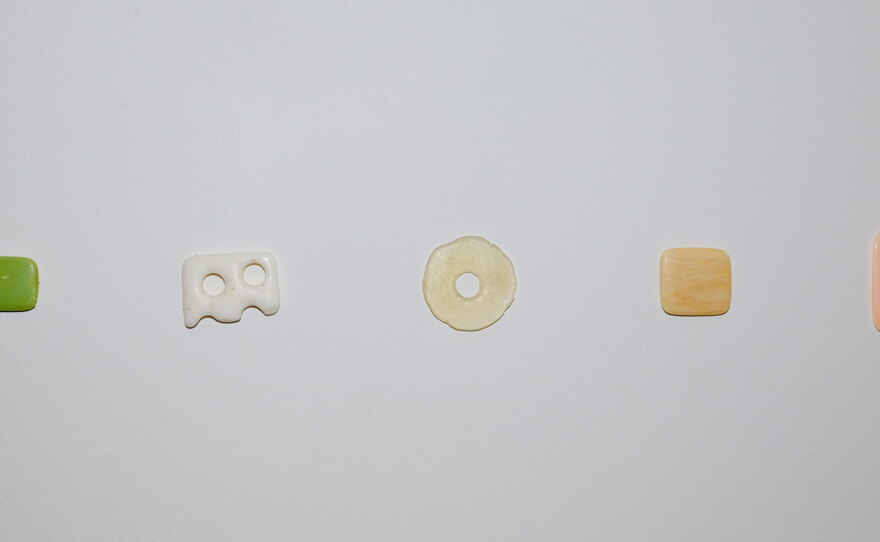 Used motel soaps are shown installed at The Museum Of____ in an undated photo.
