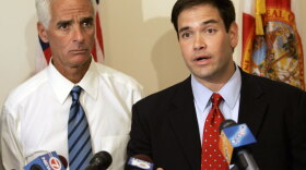Gov. Charlie Crist (left) trails in the polls against former Florida House Speaker Marco Rubio in the Republican Senate primary.