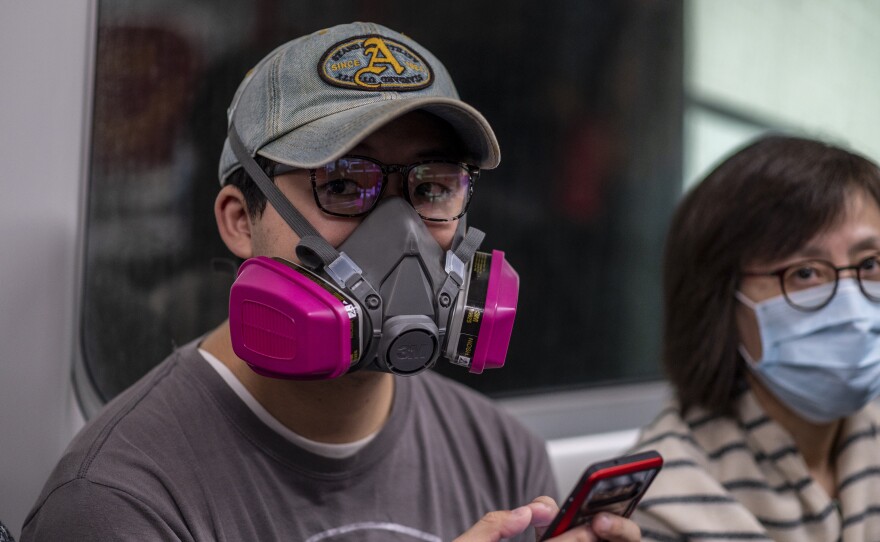 A shortage of surgical masks and an abundance of concern about the new coronavirus has led some Hong Kongers to wear industrial respirators in public.