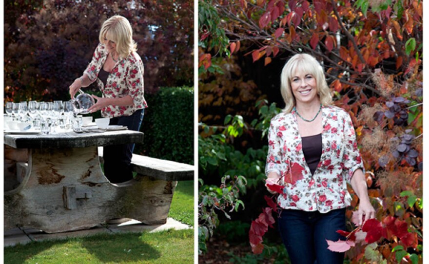 Annabel Langbein cooks a Middle Eastern-inspired alfresco lunch for the grape pickers at Mt. Maude vineyard in New Zealand’s Central Otago.