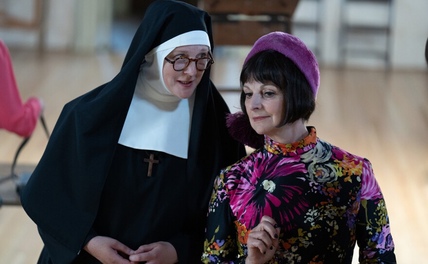 Sister Boniface (LORNA WATSON) and Ida Sweet (GILLIAN BEVAN) in a scene from SISTER BONIFACE MYSTERIES "Love and Other Puzzles"