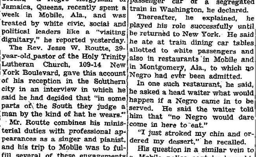 The New York Times picked up the story about Routté's Alabama trip.