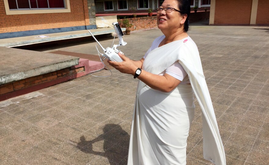 A doctor test-flies a drone that could someday deliver medicines to people in remote villages in Nepal. Some areas are only reachable on foot, and it can take days to make the journey. Other areas become cut off due to landslides or floods.