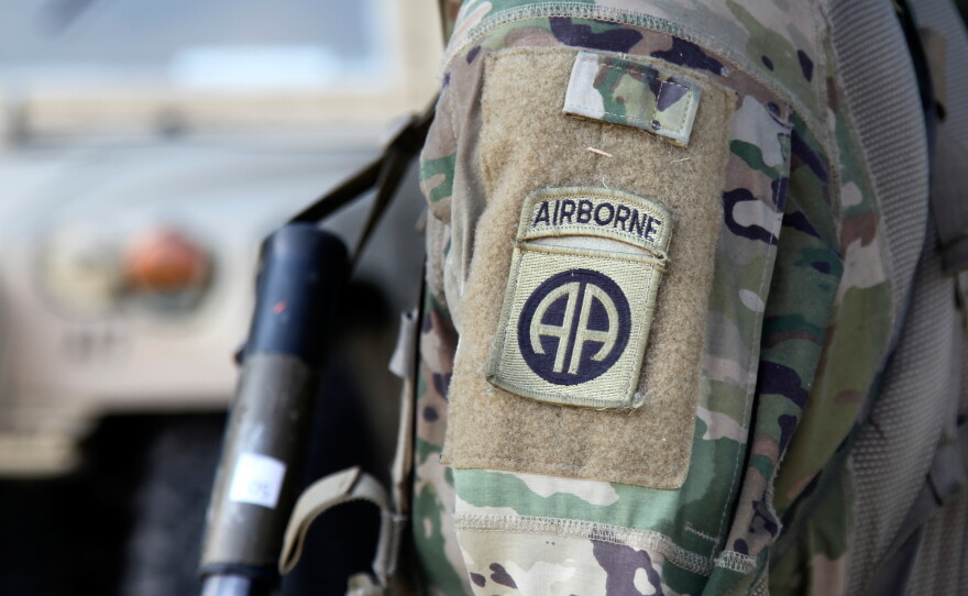 An 82nd Airborne Division paratrooper participates in artillery training during a field exercise at Fort Bragg, N.C., on Aug. 26, 2020.