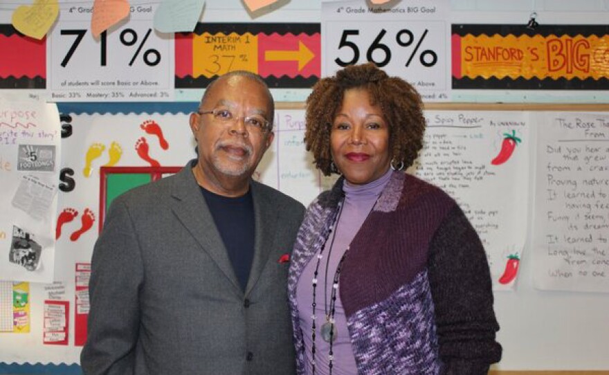 Henry Louis Gates, Jr. and Ruby Bridges at William Frantz Elementary School in New Orleans during the filming of THE AFRICAN AMERICANS: MANY RIVERS TO CROSS WITH HENRY LOUIS GATES, JR.