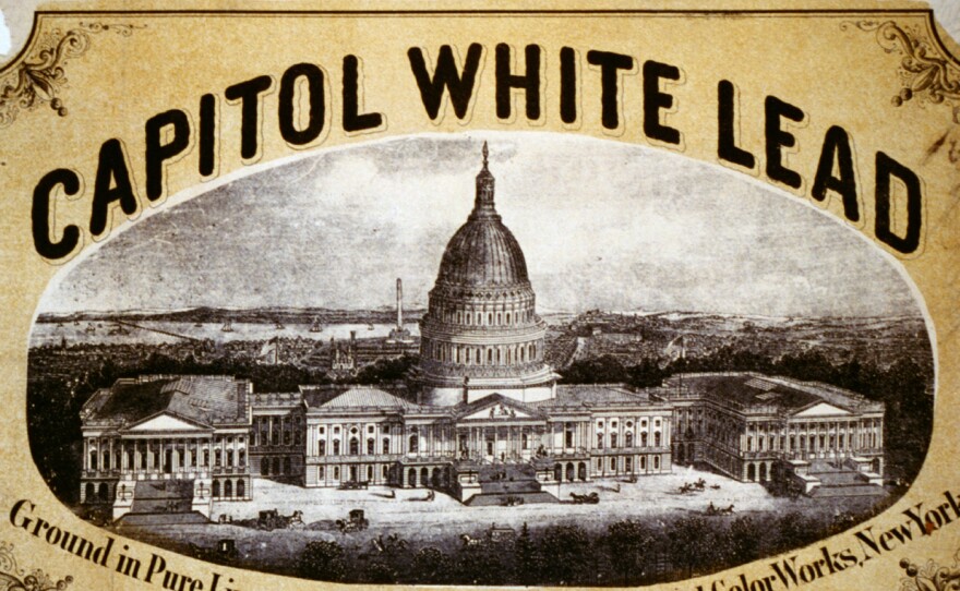 Capitol White Lead paint advertisement from the 1860s. Lead used to be called the "useful metal" that could be added to many products, including paint.