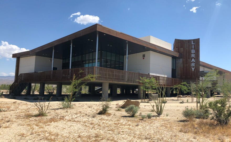 Borrego Springs Library, pictured in July 2019, is a designated "cool zone" for San Diego County, scheduled to open for cooling purposes on Monday June 15, 2020. No library services will be offered at this time.