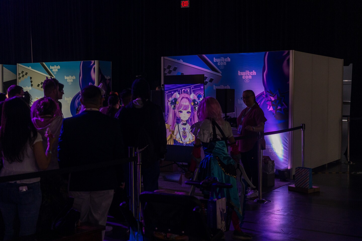 Ironmouse, a popular vtuber, meets fans at TwitchCon San Diego on Oct. 17, 2025. Vtubers use a digital avatar to create content online.