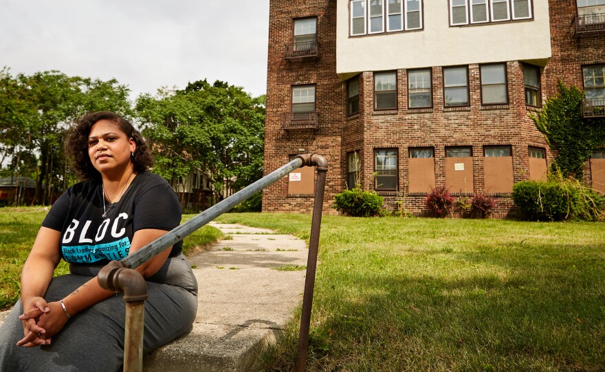 Angela Lang, executive director of BLOC, Black Leaders Organizing for Communities sits for a portrait in front of her childhood home Aug. 7, 2018 Milwaukee. BLOC, a community based group works in Milwaukee neighborhoods with a purpose of uniting and informing its citizens of current issues along with political insight to better their community.
