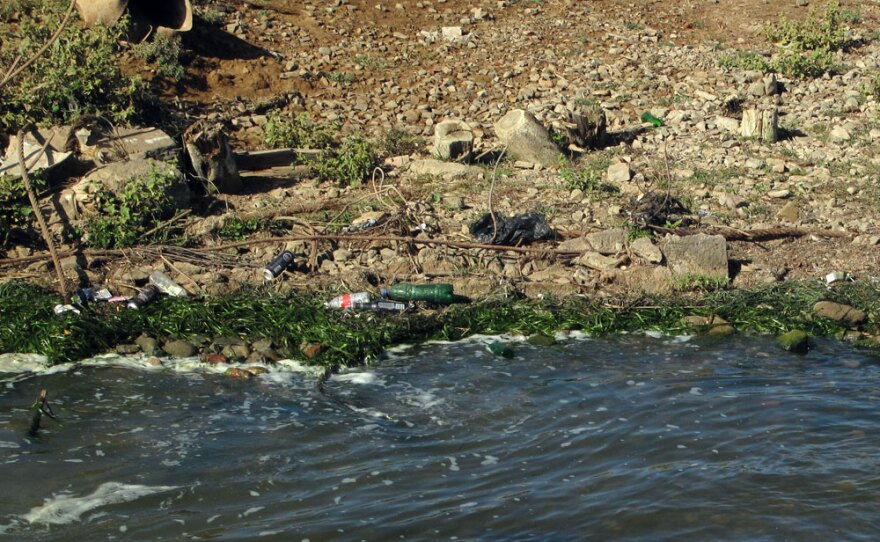 Trash is the bane of the Volga shoreline. Commercial traffic has slowed and pollution has decreased in recent years but a push for more commerce has many fearing another rise in water problems.