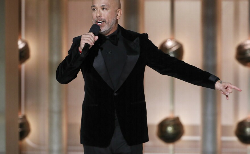 This image released by CBS shows host Jo Koy during the 81st Annual Golden Globe Awards in Beverly Hills, Calif., on Sunday, Jan. 7, 2024.