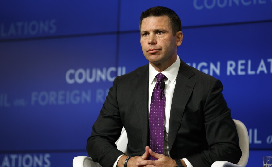 Acting Homeland Security Secretary Kevin McAleenan listens to a question at the Council on Foreign Relations on Monday in Washington, D.C.