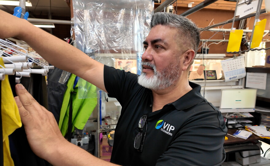 VIP Cleaners co-owner Salvador Villareal is shown in the back of the cleaners on August 17, 2026.