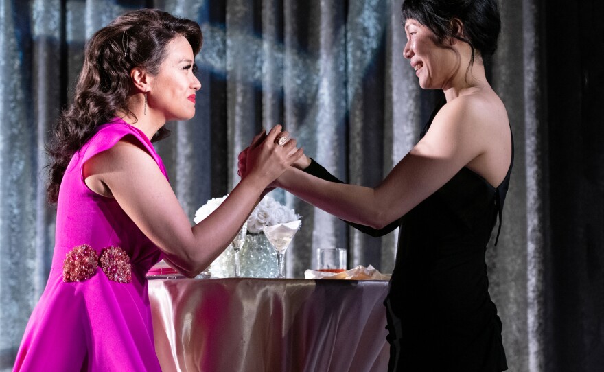 Playwright Kenneth Lin says he was deliberate in having an Asian actor with an accent for <em>Exclusion</em>, namely Michelle Vergara Moore's Australian accent as Viola (left).