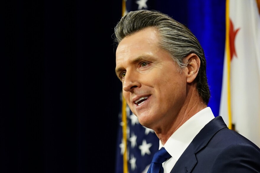 Gov. Gavin Newsom delivers his annual State of the State address in Sacramento, Calif., Tuesday, March 8, 2022. 