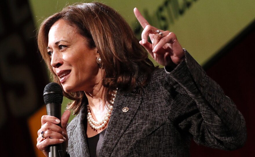 Sen. Kamala Harris, D-Calif., speaks at Vote For Justice: An Evening of Empowerment with activists and artists at the Newseum in May 2018.