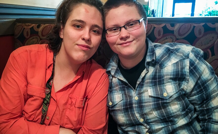 Sonia Murden (left) and Alex Laubert (right) got married last year and attend college in Norfolk, Va. Laubert is preparing to transition to male.