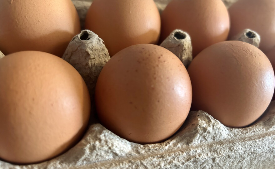 A carton of eggs is shown on Aug. 17, 2026.
