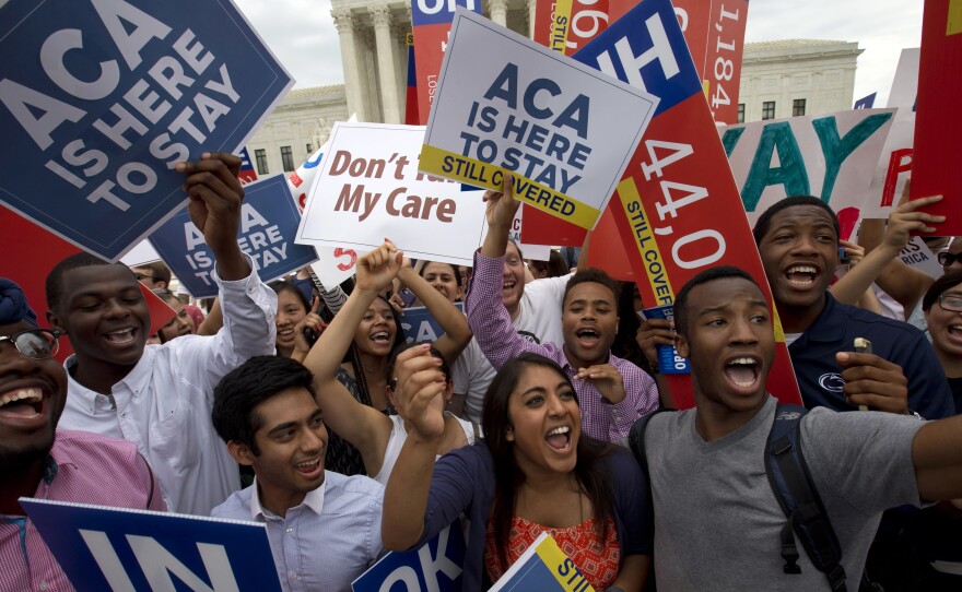 Student demonstrators cheered in 2015 outside the Supreme Court after learning that the high court had upheld the Affordable Care Act as law of the land. But Republican foes of the federal health law are still working to have it struck down.