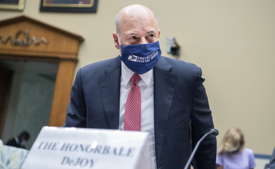 Postmaster General Louis DeJoy, pictured on Aug.  24, 2020, is testifying Wednesday about poor mail delivery rates.