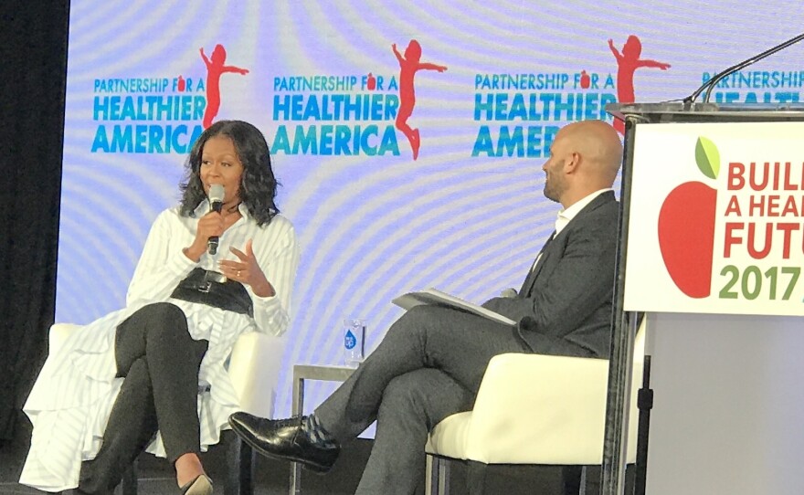 Michelle Obama speaks at the Partnership for a Healthier America conference in Washington, D.C., on Friday.