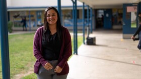 Ariana Gonzalez speaks with KPBS on the EJE Academies Charter School campus on Wednesday, Nov. 29 2024.