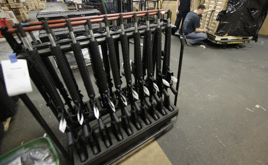 Newly made AR-15 rifles at Stag Arms in New Britain, Conn., last Wednesday.