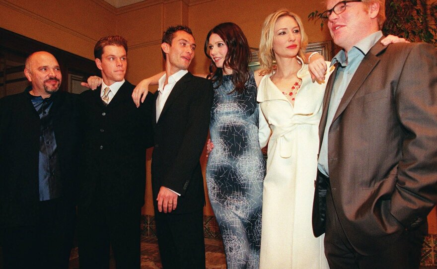 Anthony Minghella, far left, director of the film "The Talented Mr. Ripley," poses with cast members, from left, Matt Damon, Jude Law, Gwyneth Paltrow, Cate Blanchett and Philip Seymour Hoffman at the premiere of the film on Dec. 12, 1999, in the Westwood section of Los Angeles.