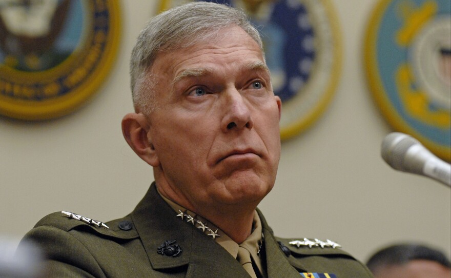 Gen. James T. Conway, Marine Corps commandant, testifies at a House Armed Services Committee hearing on the way forward in Iraq on Jan. 23, 2007.