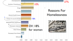 Reasons for homelessness, according to the Regional Task Force on the Homeless, 2011 Point-In-Time Count.