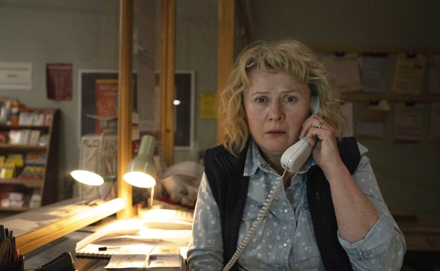 Mysterious financial losses lead the Post Office to fire and prosecute village Subpostmasters, who have no way to prove their innocence. Shown: Monica Dolan as Jo Hamilton in MASTERPIECE: MR BATES VS THE POST OFFICE