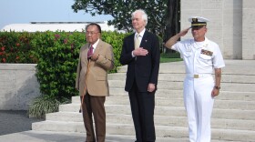 Senators Inouye (left) and Cochran (center) also visited the American Cemetery in Taguig City and paid their respects to soldiers who lost their lives during World War II.