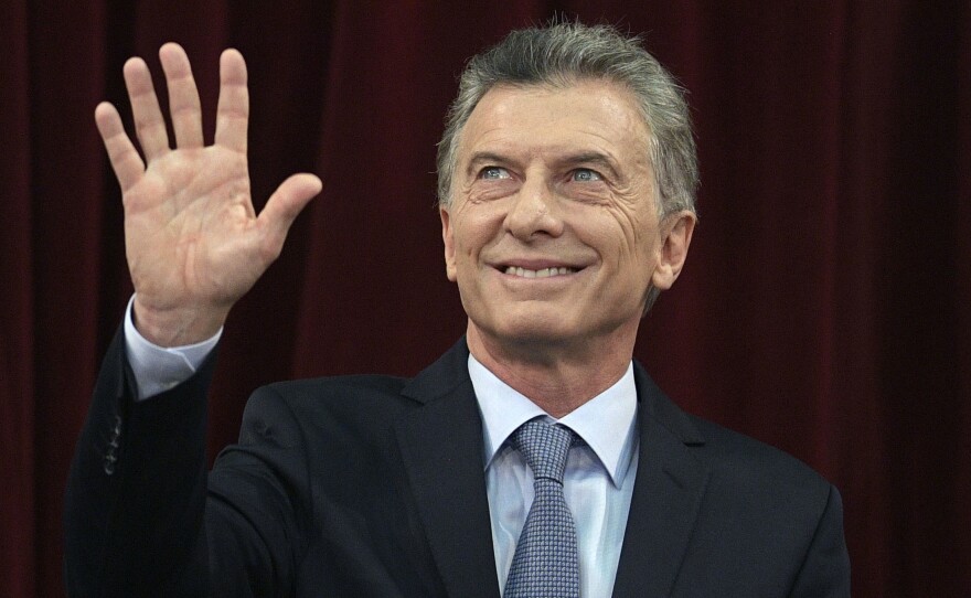 Argentine President Mauricio Macri waves during the inauguration of the congress session in Buenos Aires, Argentina, on March 1.