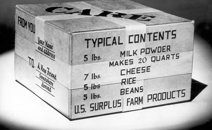 This CARE package included 5 pounds of milk powder, 7 pounds of cheese, 5 pounds of rice and 5 pounds of beans. In 2001, Klaus Pütter, a German POW held in a French hospital, recalled that at first, he was suspicious of American motives behind the package. Eventually, he concluded that "Americans are different. They help people in need, regardless of who and where they are."