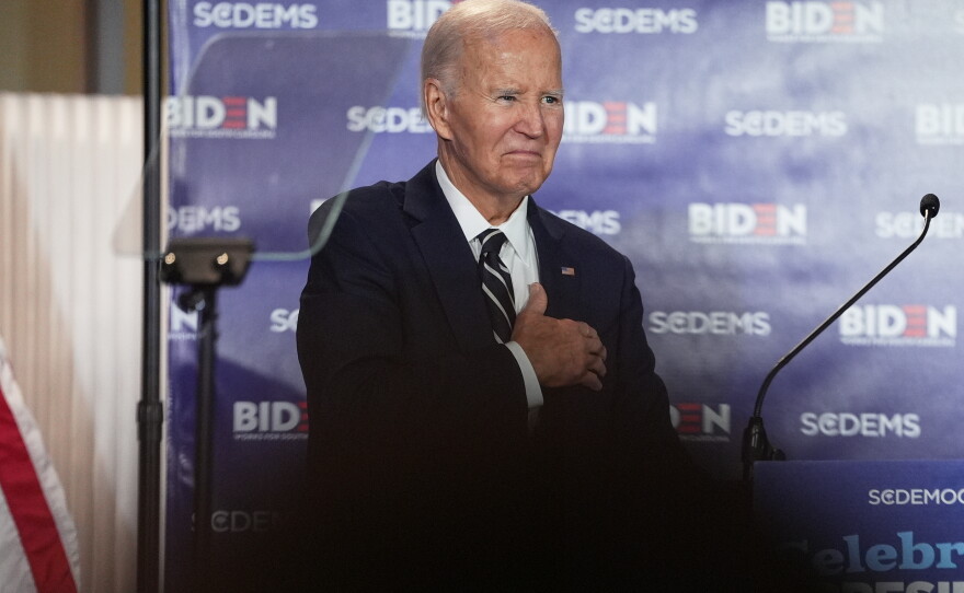 FILE - Former President Joe Biden speaks to the South Carolina Democratic Party, Feb. 27, 2026, in Columbia, S.C.