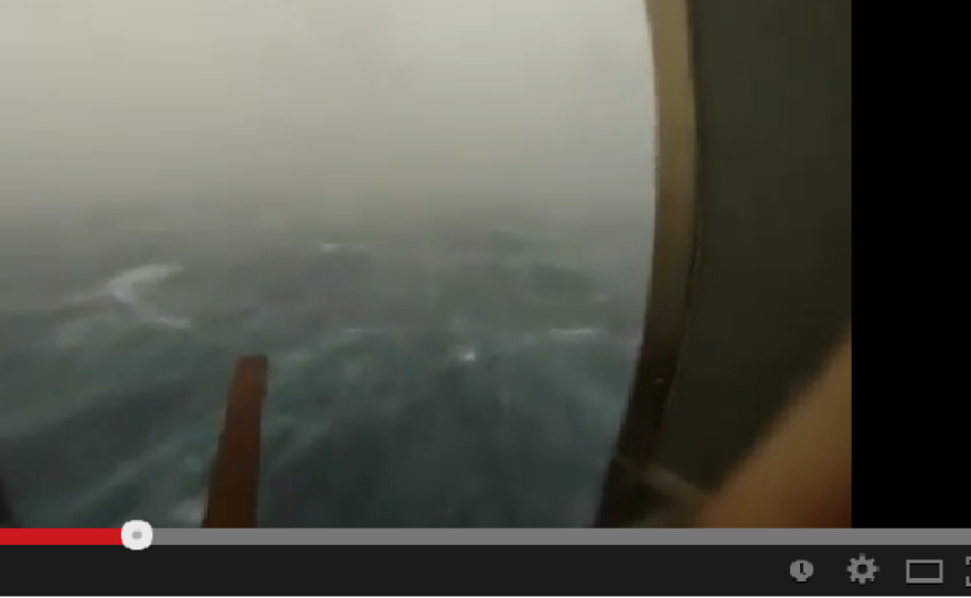 Screen grab of video showing Hurricane Arthur passing by Frying Pan Tower, a bed and breakfast located 30 miles off the North Carolina coast.