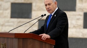 Israel's Prime Minister Benjamin Netanyahu attends a ceremony commemorating Israel's Remembrance Day for fallen soldiers, or Yom HaZikaron, at the Military Cemetery on Mount Herzl in Jerusalem, Tuesday April 21, 2026.