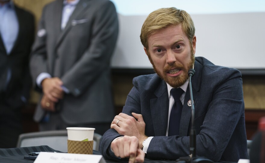Rep. Peter Meijer, R-Mich., speaks during a roundtable discussion at the Capitol on Aug. 30, 2021.