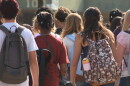 Students walk into Patrick Henry High School on San Diego Unified's first day of school on Monday, Aug. 10, 2026.