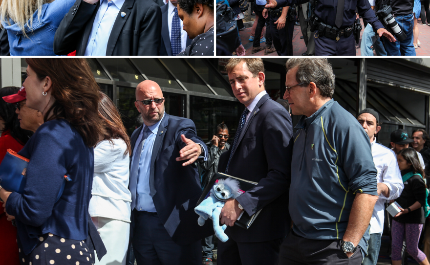 Heavy police and Secret Service presence surrounded Sanders as he made unplanned stops in neighborhoods across San Francisco on June 6.