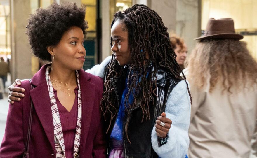 Sinclair Daniel as Nella, Ashleigh Murray as Hazel on Hulu's <em>The Other Black Girl</em>.
